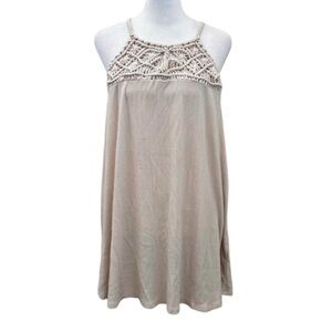 TORRID flowy dress tank top. Size 2 (1X- 14/16). Beige with macrame top. Cute!